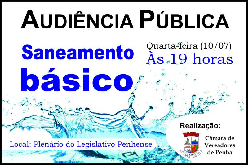 Audiência pública vai discutir o contrato firmado com a Águas de Penha Audiência pública vai discutir o contrato firmado com a Águas de Penha