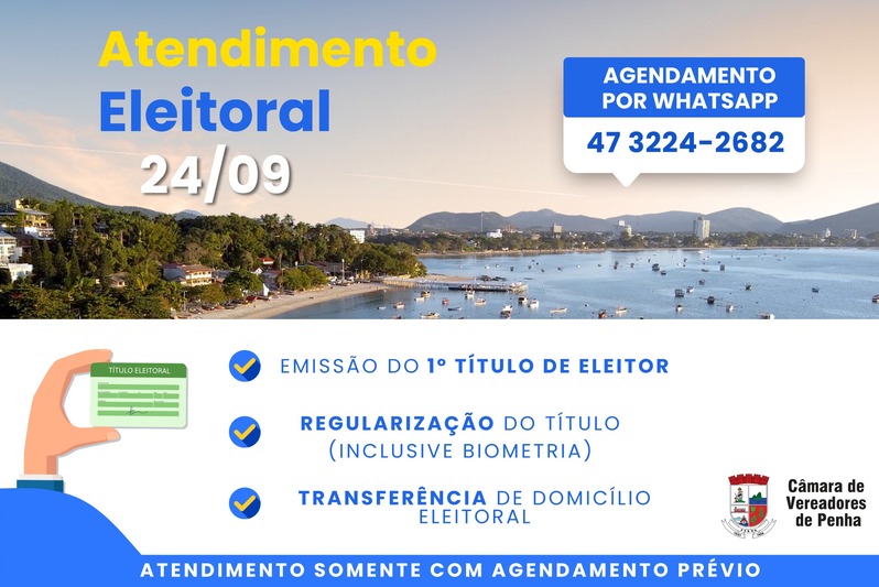 Câmara de Penha oferece atendimento exclusivo para regularização do título de eleitor