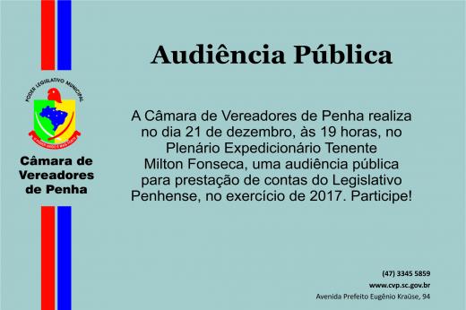 Câmara realiza audiência pública nesta quinta (21)