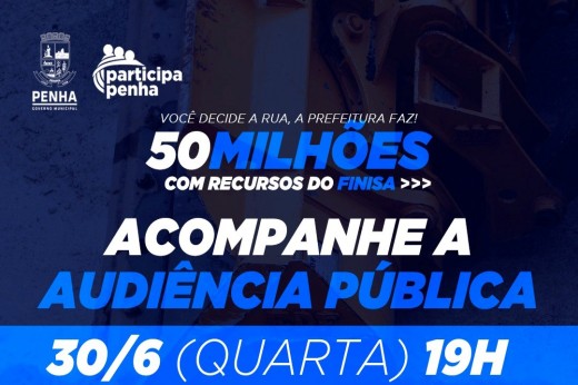 Câmara de Penha vai transmitir ao vivo a audiência pública sobre o Finisa