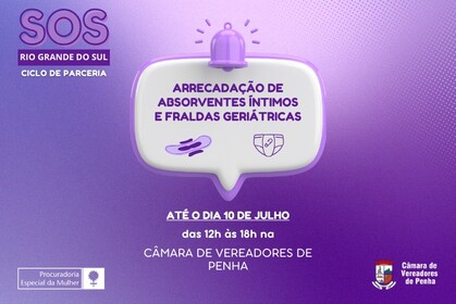 Procuradoria da Mulher lança campanha de arrecadação de absorventes e fraldas geriátricas
